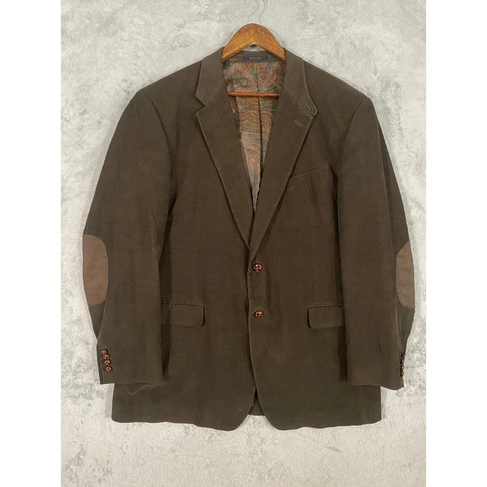 Lauren Ralph Lauren Blazer 44L Brown Corduroy Sport Coat Elbow Patches Preppy